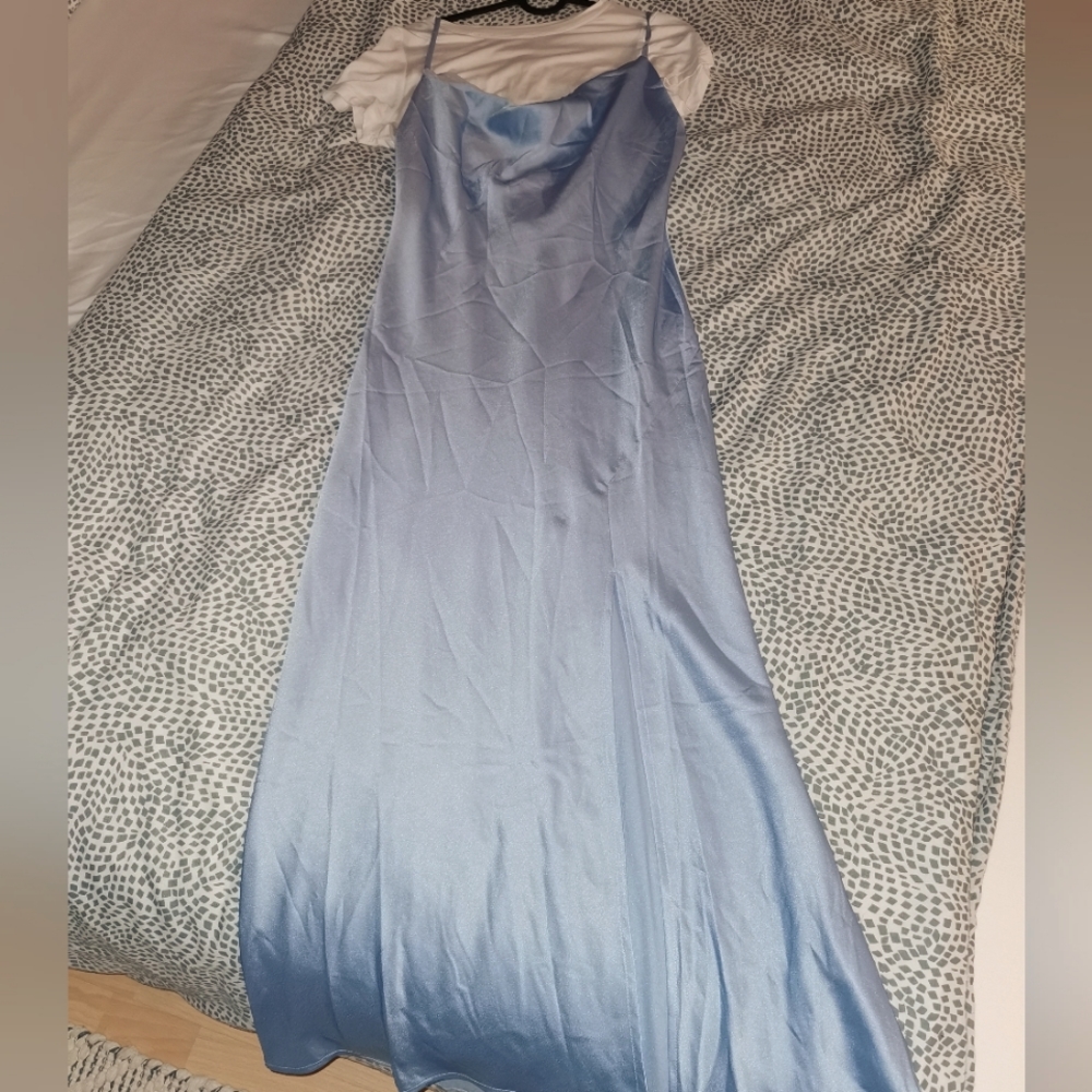 Satin Baby Blue midi dress Small